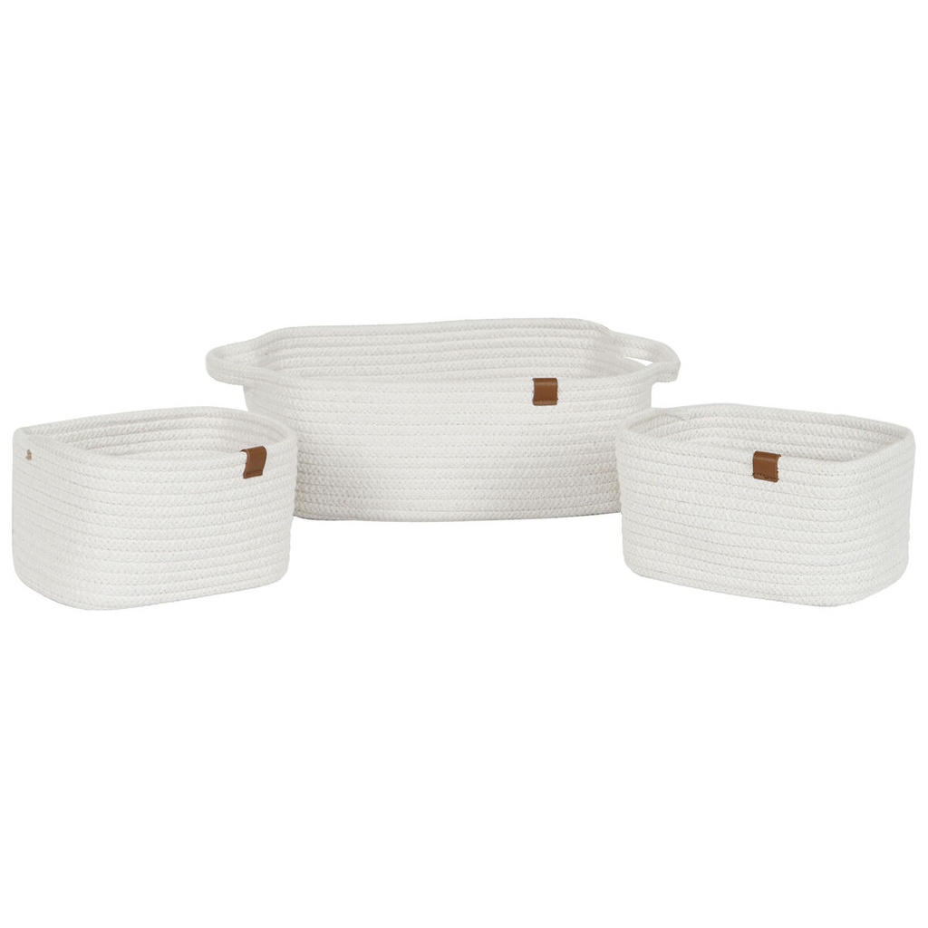 Juego de Cestas Home ESPRIT Blanco Moderno 34 x 25 x 14 cm (3 Piezas)