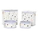 Juego de Cestos DKD Home Decor Blanco Negro Gris Dorado Bambú Estrellas 41 x 31 x 42 cm 4 Piezas