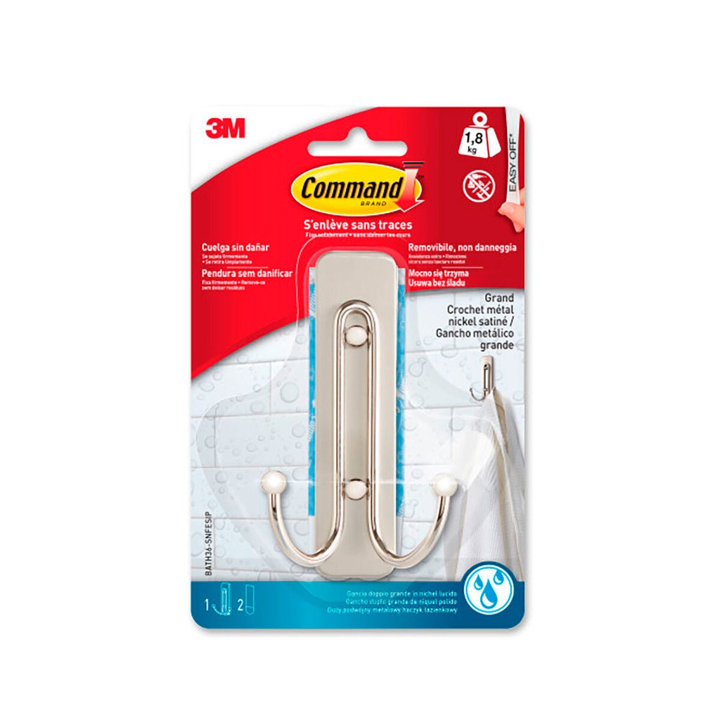 Gancho para colgar 3M 1,8 kg Plateado Metal (1 unidad)