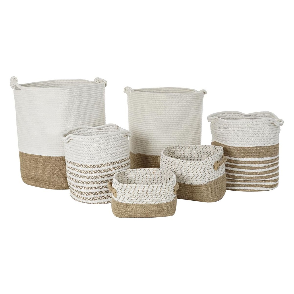 Basket set DKD Home Decor White Brown Jute 45 x 45 x 54 cm