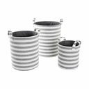 Basket set DKD Home Decor White Grey Stripes 35 x 35 x 40 cm 3 Pieces (3 Units)