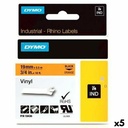 Laminated Tape for Labelling Machines Rhino Dymo ID1-19 Black Orange 19 x 5,5 mm Self-adhesives Stick (5 Units)