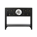 Side table DKD Home Decor 95 x 26 x 79 cm Fir Black Golden Metal White MDF Wood