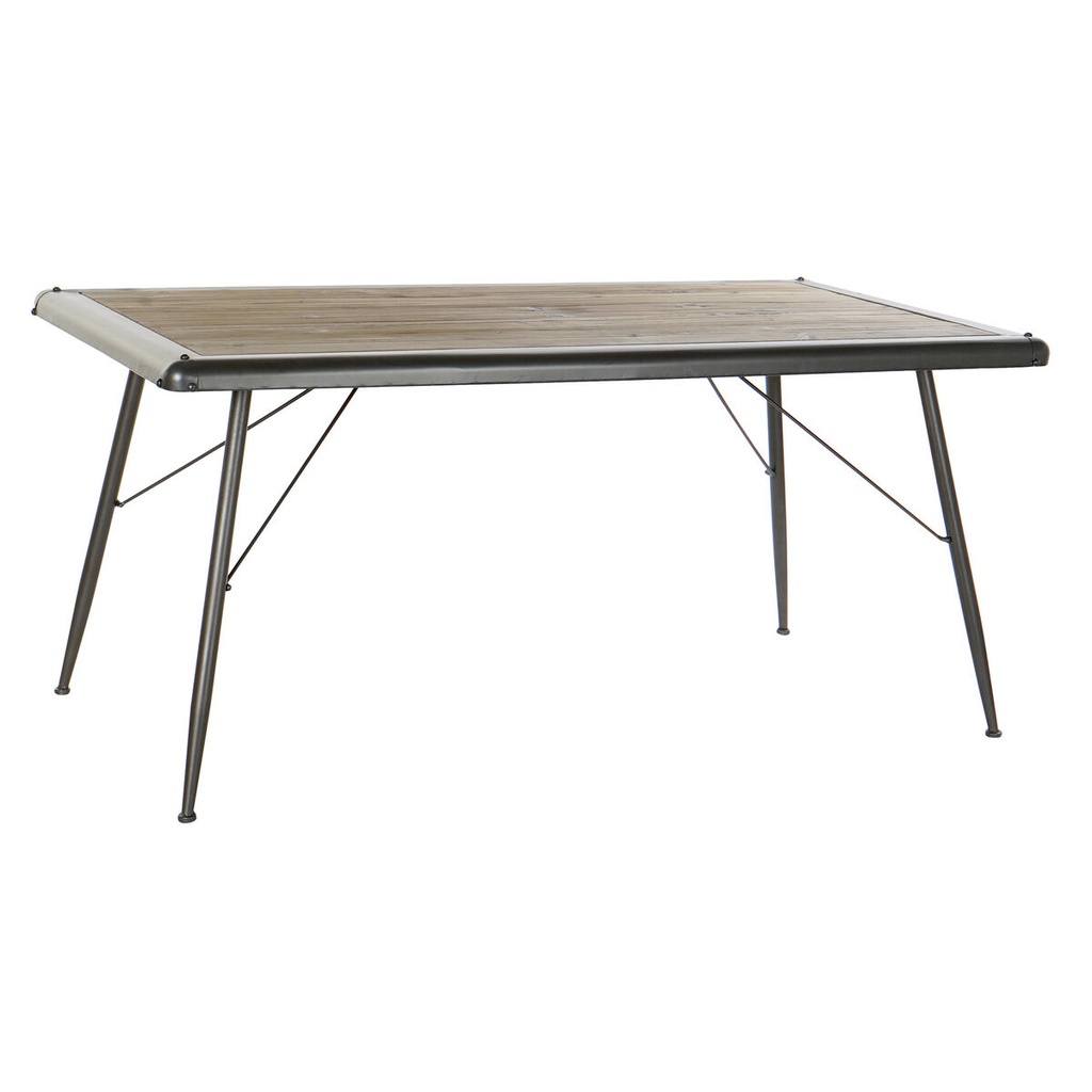 Mesa de Comedor DKD Home Decor Abeto Natural Metal Gris claro 161 x 90 x 75 cm