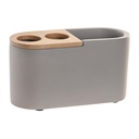 Glass DKD Home Decor Grey Natural Bamboo Cement 11 X 4,5 X 6 CM