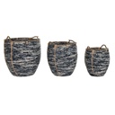 Juego de Cestas DKD Home Decor Blanco Negro 56 x 56 x 60 cm 52 x 52 x 60 cm Plástico (3 Piezas)