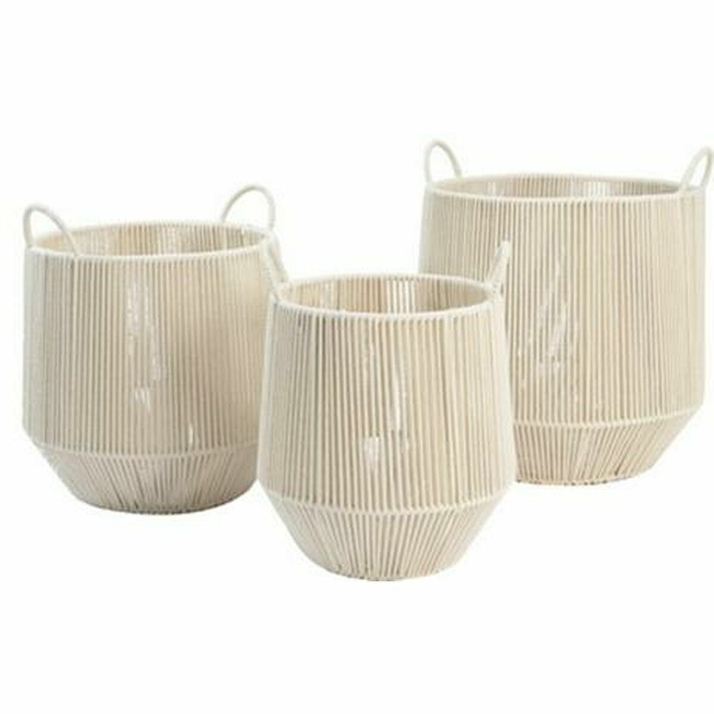 Juego de Cestas DKD Home Decor Beige Metal (3 Piezas)