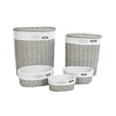 Set of Baskets DKD Home Decor White Grey wicker 51 x 37 x 56 cm 52 x 38 x 57 cm 5 Pieces
