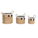 Juego de Cestas DKD Home Decor Fibra natural Pompones 40 x 40 x 35 cm 41 x 37 x 36 cm