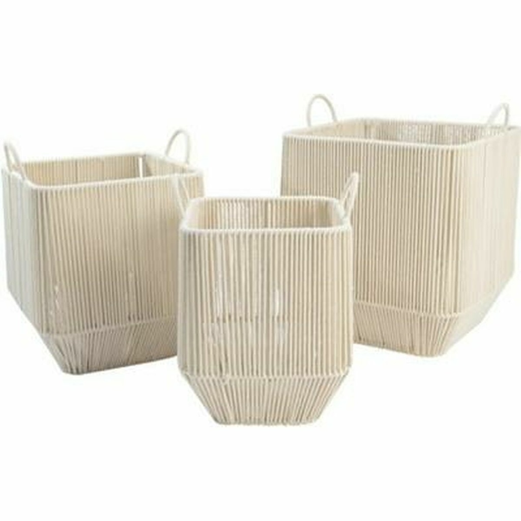 Basket set DKD Home Decor Beige Metal (3 Pieces)