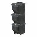 Cubo de Basura para Reciclaje Sortibox Negro Apilable