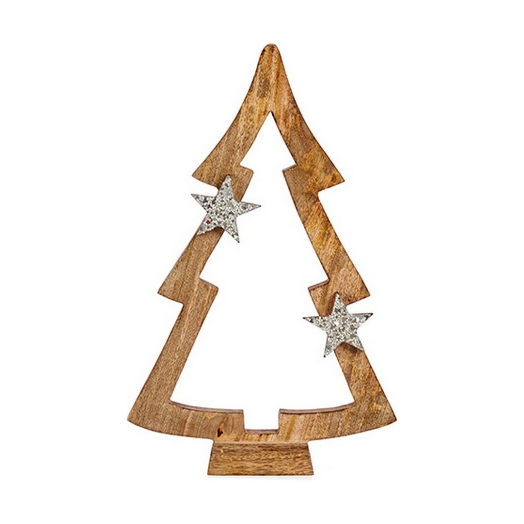 Árbol de Navidad Marrón Silueta 7 x 50 x 32 cm Plateado Madera