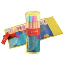 Set of Felt Tip Pens Stabilo Point 88 Yellow Rollerset Roll up pencil case Multicolour