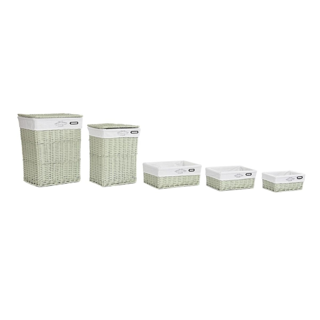Cesta Multiusos DKD Home Decor Verde Mimbre 44 x 34 x 56 cm 5 Piezas