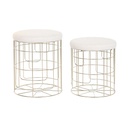 Reposapiés DKD Home Decor Beige Dorado Metal Poliéster Blanco Moderno (38 x 38 x 44 cm) (35 x 35 x 40 cm)