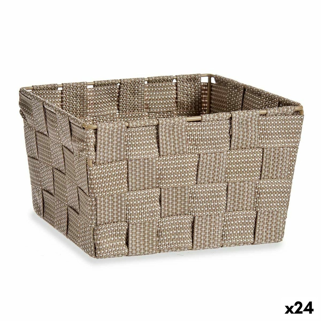 Cesta Multiusos Kipit A3-6878 Marrón Tela 15 x 11 x 20 cm Trenzada (24 Unidades)