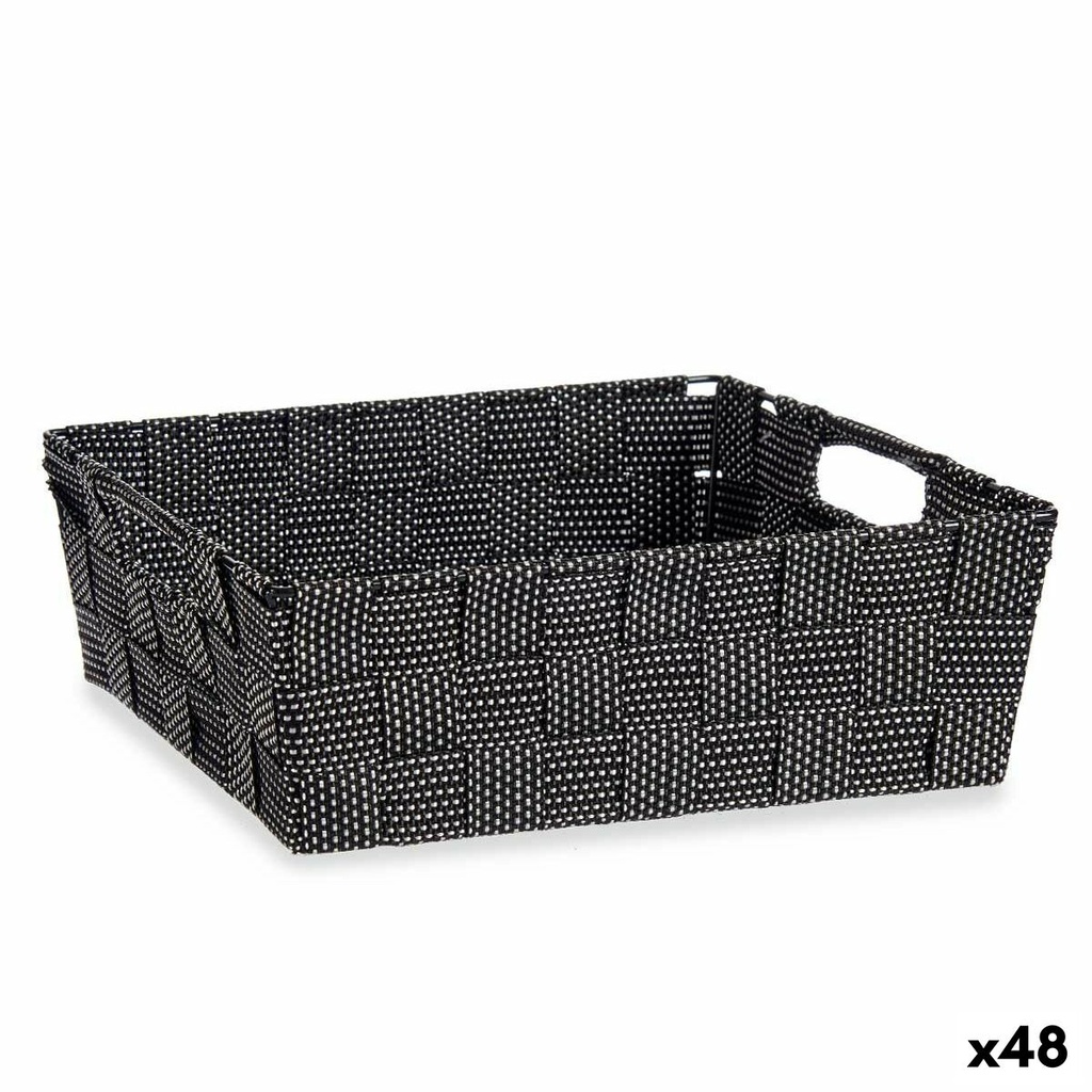 Cesta Multiusos Kipit 79810 Negro Tela 3 L 23 x 8 x 27 cm 27 x 8 x 23 cm Trenzada (48 Unidades)