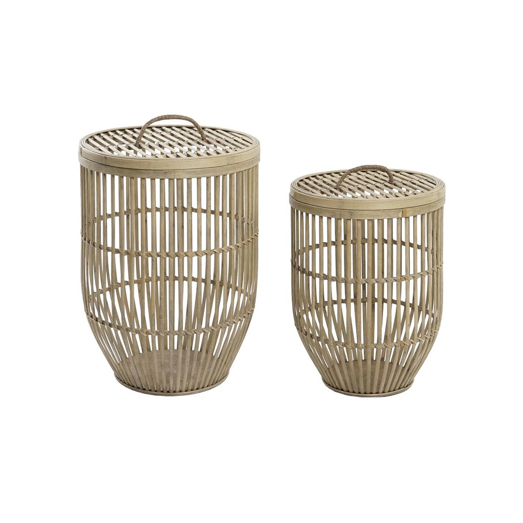 Basket set DKD Home Decor Natural Light brown Bamboo (2 Pieces)