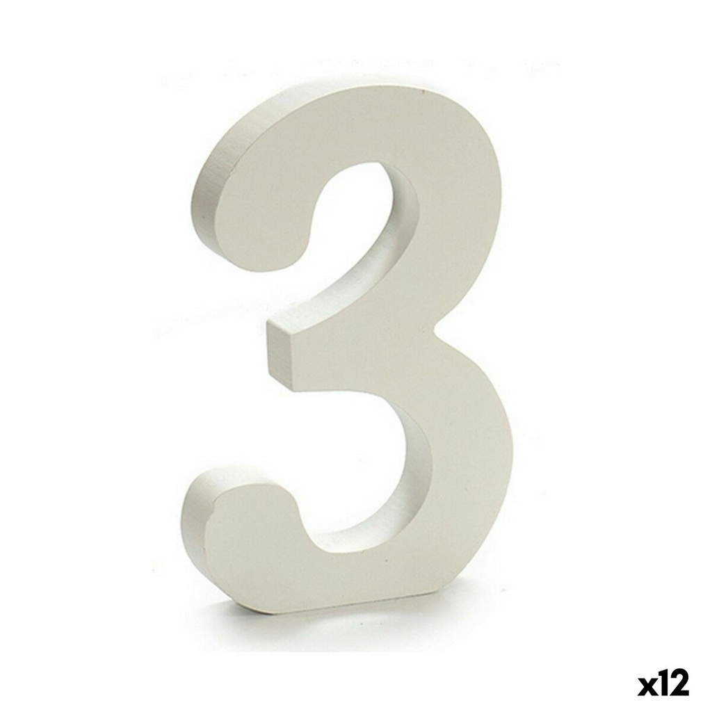 Number Pincello 3 White 1,8 x 21 x 17 cm (12 Units)