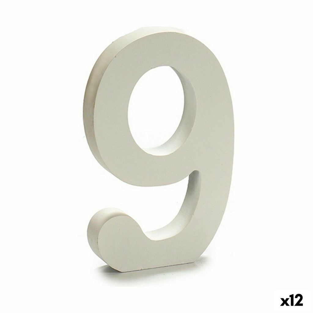 Número Pincello 9 Blanco 1,8 x 21 x 17 cm (12 Unidades)
