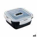 Fiambrera Hermética Luminarc Pure Box 760 ml Negro Vidrio (6 Unidades)
