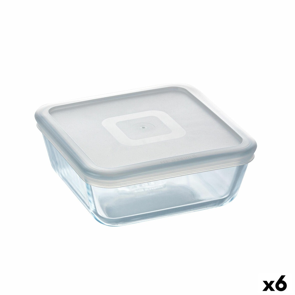Fiambrera Cuadrada con Tapa Pyrex Cook&freeze Transparente Vidrio Silicona 850 ml 15 x 15 x 6 cm (6 Unidades)