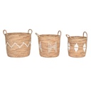 Basket set DKD Home Decor White Natural Rope Seagrass (3 Pieces)