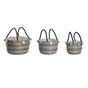 Basket set DKD Home Decor Pompoms 43 x 43 x 43 cm