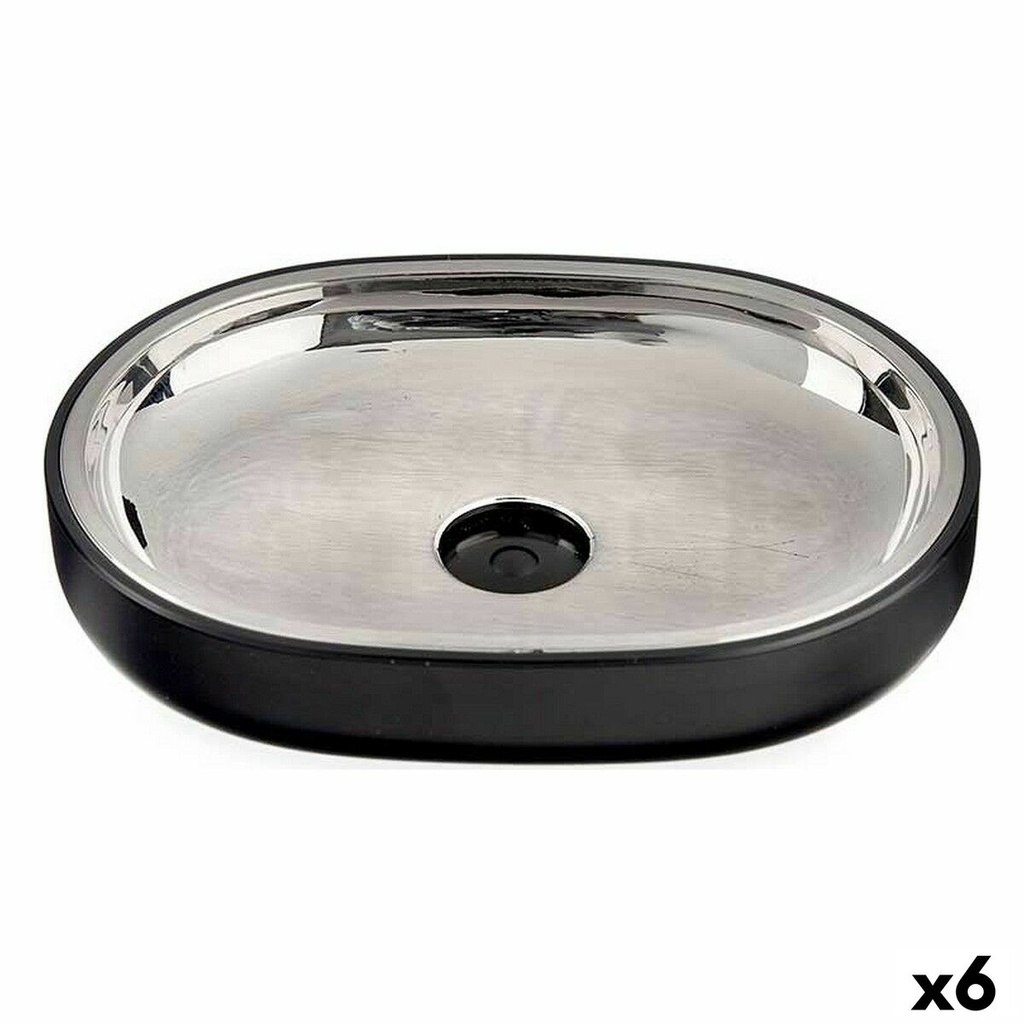 Jabonera Berilo BP15-004-1 Negro Acero Inoxidable Plástico 9,5 x 2,5 x 13 cm (6 Unidades)