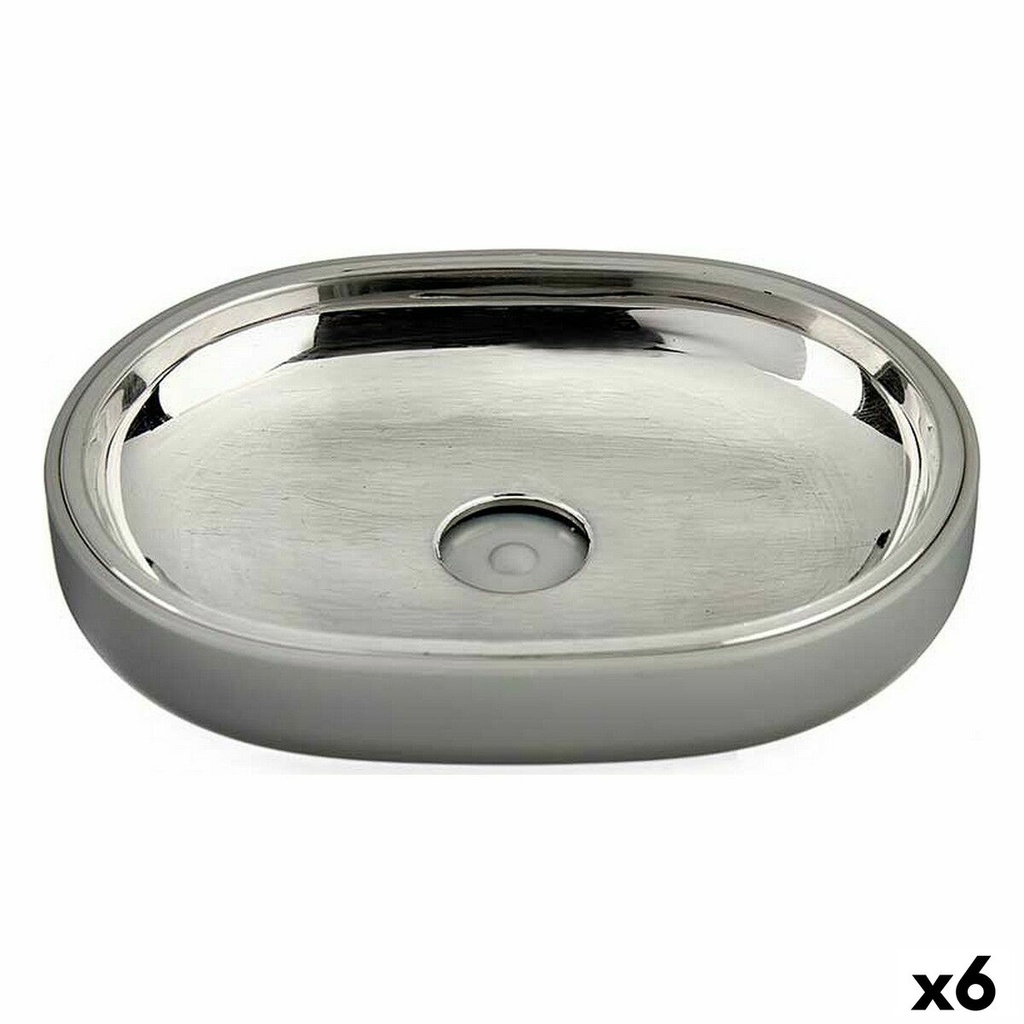 Jabonera Berilo BP15-004-3 Gris Plateado Acero Inoxidable Plástico 9,5 x 2,5 x 13 cm (6 Unidades)