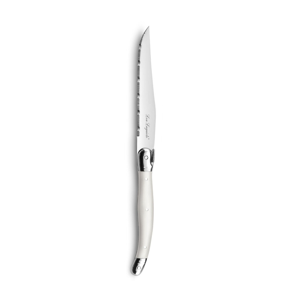 Meat Knife Set Lou Laguiole Rustic White Metal 13 cm Meats (6 Units)