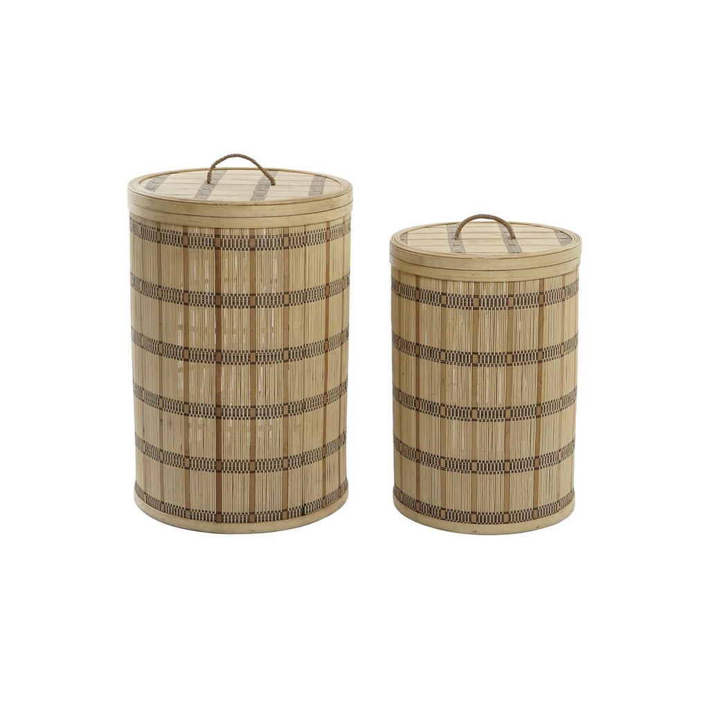 Basket set DKD Home Decor Brown Natural Bamboo (2 Pieces)