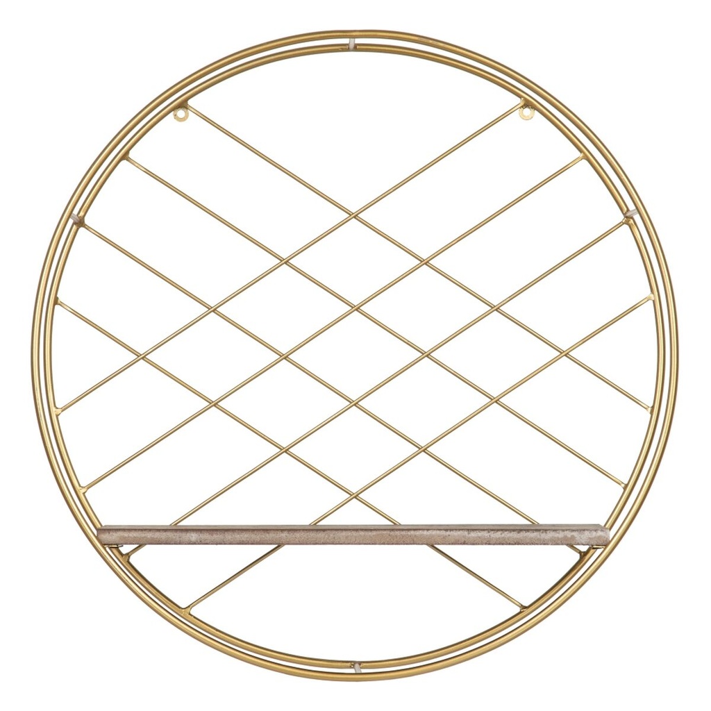 Shelve 51 x 14 x 51 cm Natural Golden Metal Wood
