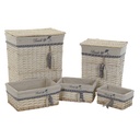 Basket set DKD Home Decor Blue Beige Spirals Mediterranean 47 x 35 x 56 cm 5 Pieces