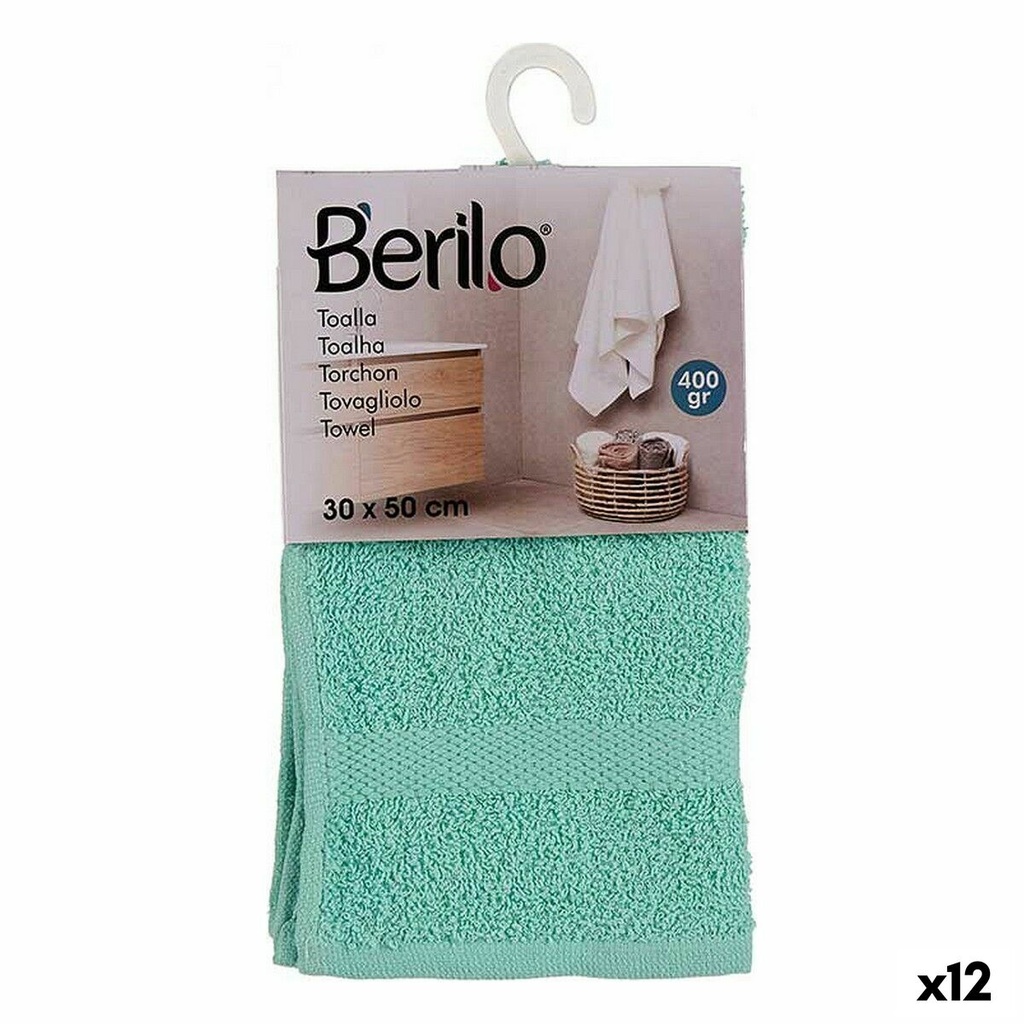 Toalla de baño Berilo 5311 Turquesa 80 % algodón 20 % Poliéster 30 x 0,5 x 50 cm (12 Unidades)