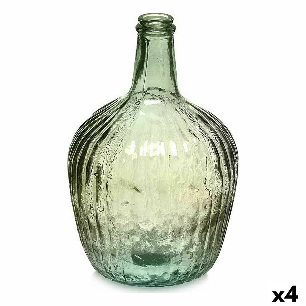 Botella 2255/04R-G Verde Rayas 4 L 17 x 29 x 17 cm Decoración (4 Unidades)