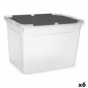 Caja de Almacenaje con Tapa Kipit 87953 Transparente Antracita Plástico 48 L (6 Unidades)