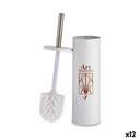 Escobilla para el Baño Berilo Art Nouveau Blanco Bronce Acero Plástico 9,5 x 37,5 x 9,5 cm (12 Unidades)