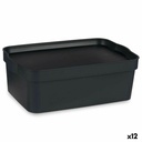 Caja de Almacenaje con Tapa Kipit TP593-1 Antracita Plástico 6 L 21 x 11 x 32 cm (12 Unidades)