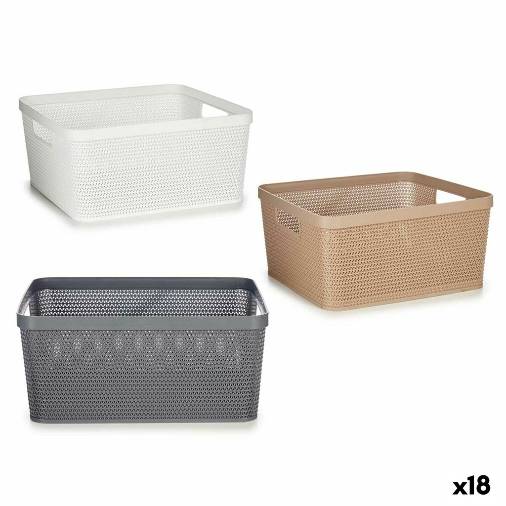 Cesta Multiusos Kipit 4730 Blanco Beige Gris Plástico 10 L 36 x 15 x 29 cm (18 Unidades)