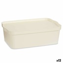 Storage Box with Lid Kipit TP595-4 Cream Plastic 14 L 29,5 x 14,3 x 45 cm (12 Units)
