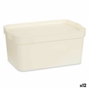 Caja de Almacenaje con Tapa Kipit TP594-4 Crema Plástico 7,5 L 21,5 x 14,5 x 32 cm (12 Unidades)