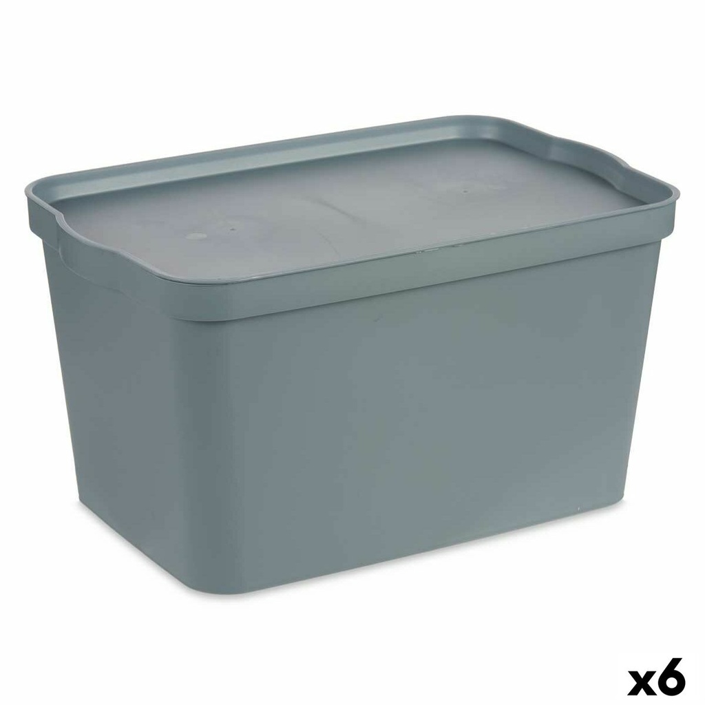 Caja de Almacenaje con Tapa Kipit TP596-2 Gris Plástico 24 L 29,3 x 24,5 x 45 cm (6 Unidades)