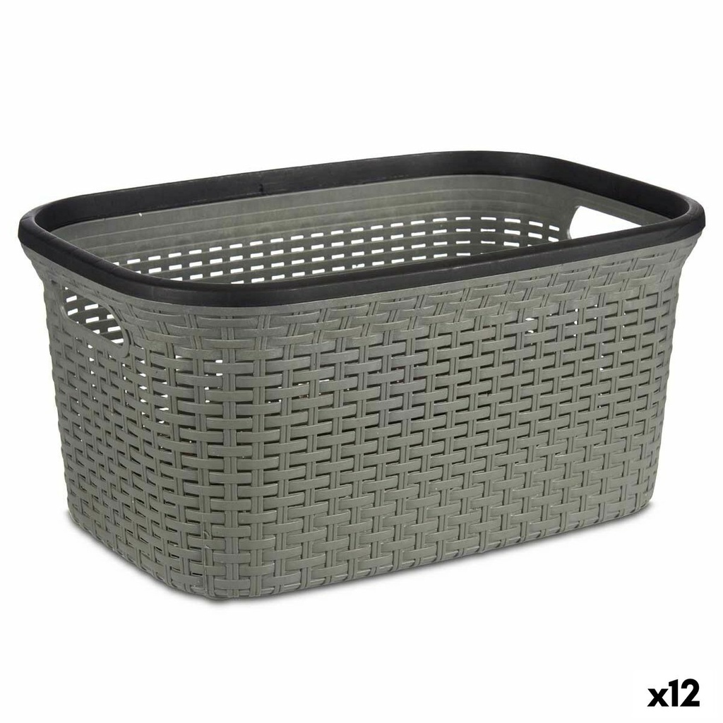 Cesto para la Ropa Kipit TP7001-2 Gris Plástico 36 L 36 x 25,5 x 53 cm (12 Unidades)