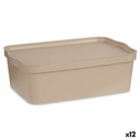 Caja de Almacenaje con Tapa Kipit TP595-3 Beige Plástico 14 L 29,5 x 14,5 x 45 cm (12 Unidades)