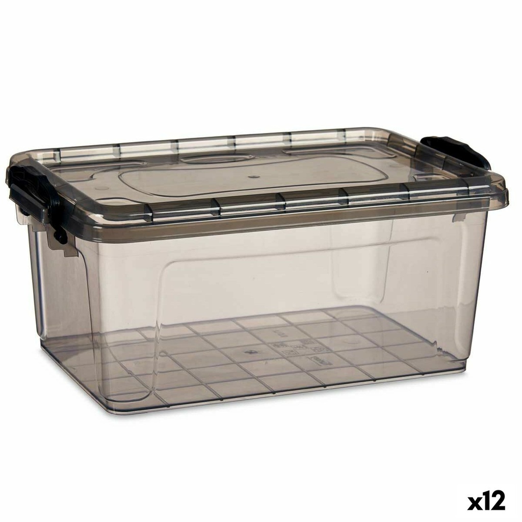 Caja de Almacenaje con Tapa Kipit TP545-2 Antracita Plástico (12 Unidades)