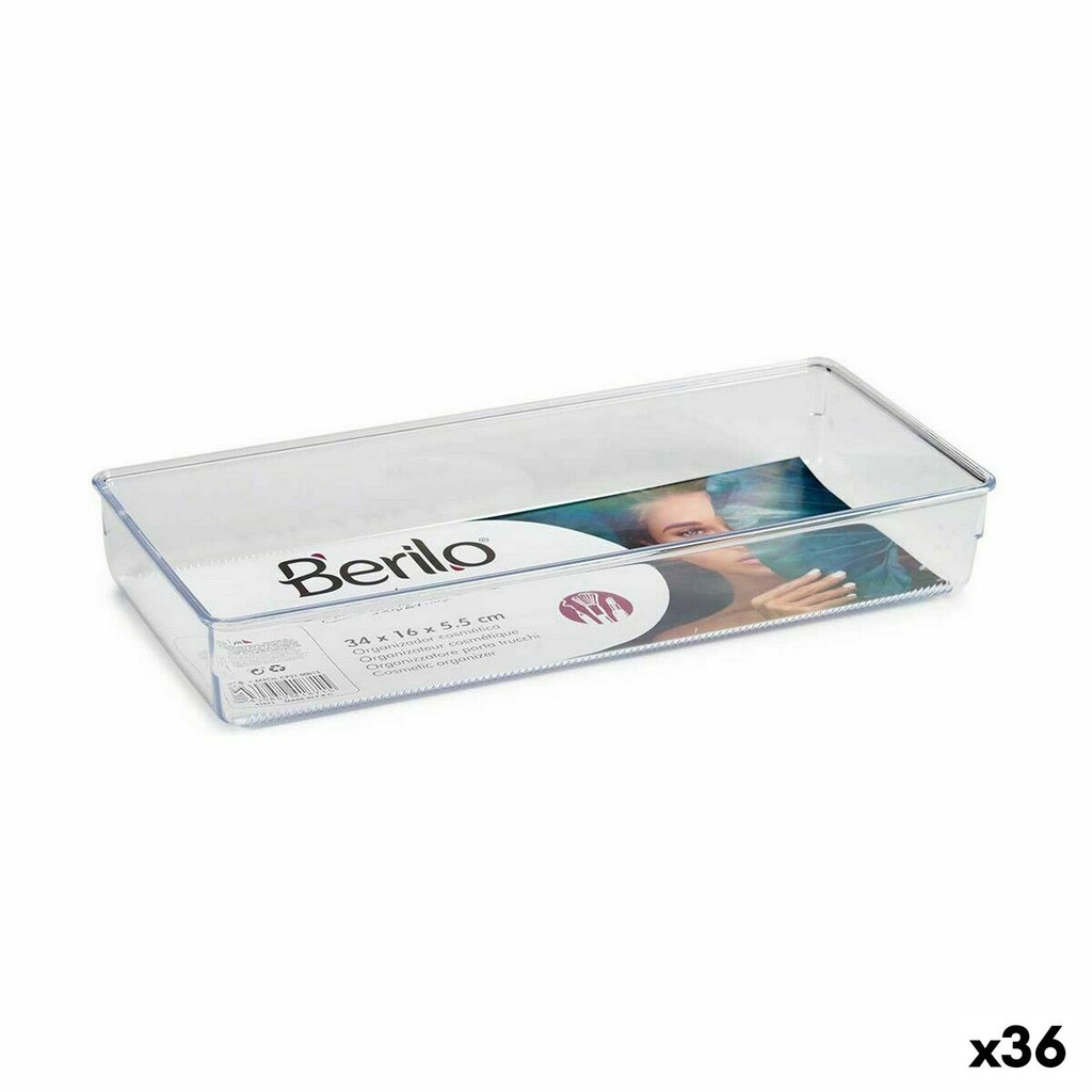 Organizador Multiusos Berilo CH99113 Transparente Plástico 15,5 x 5,5 x 34,5 cm Multiusos (36 Unidades)