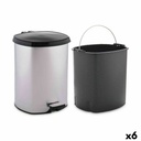 Papelera con Pedal Berilo D004-1 Plateado Plástico 6 L (6 Unidades)