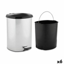 Papelera con Pedal Berilo D003-1 Plateado Plástico 11 L (6 Unidades)