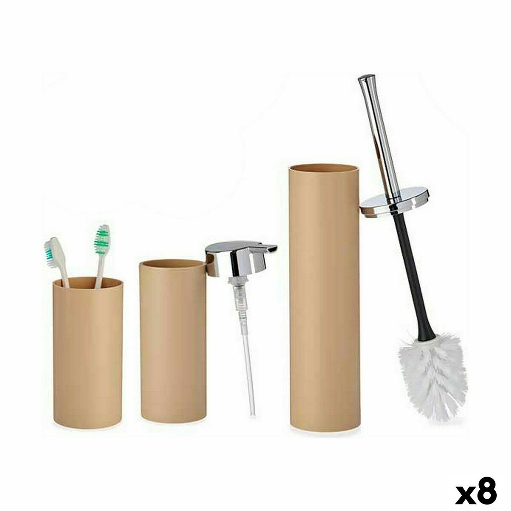 Set de Baño Berilo B6274 S3-2 Marrón Plástico (8 Unidades)
